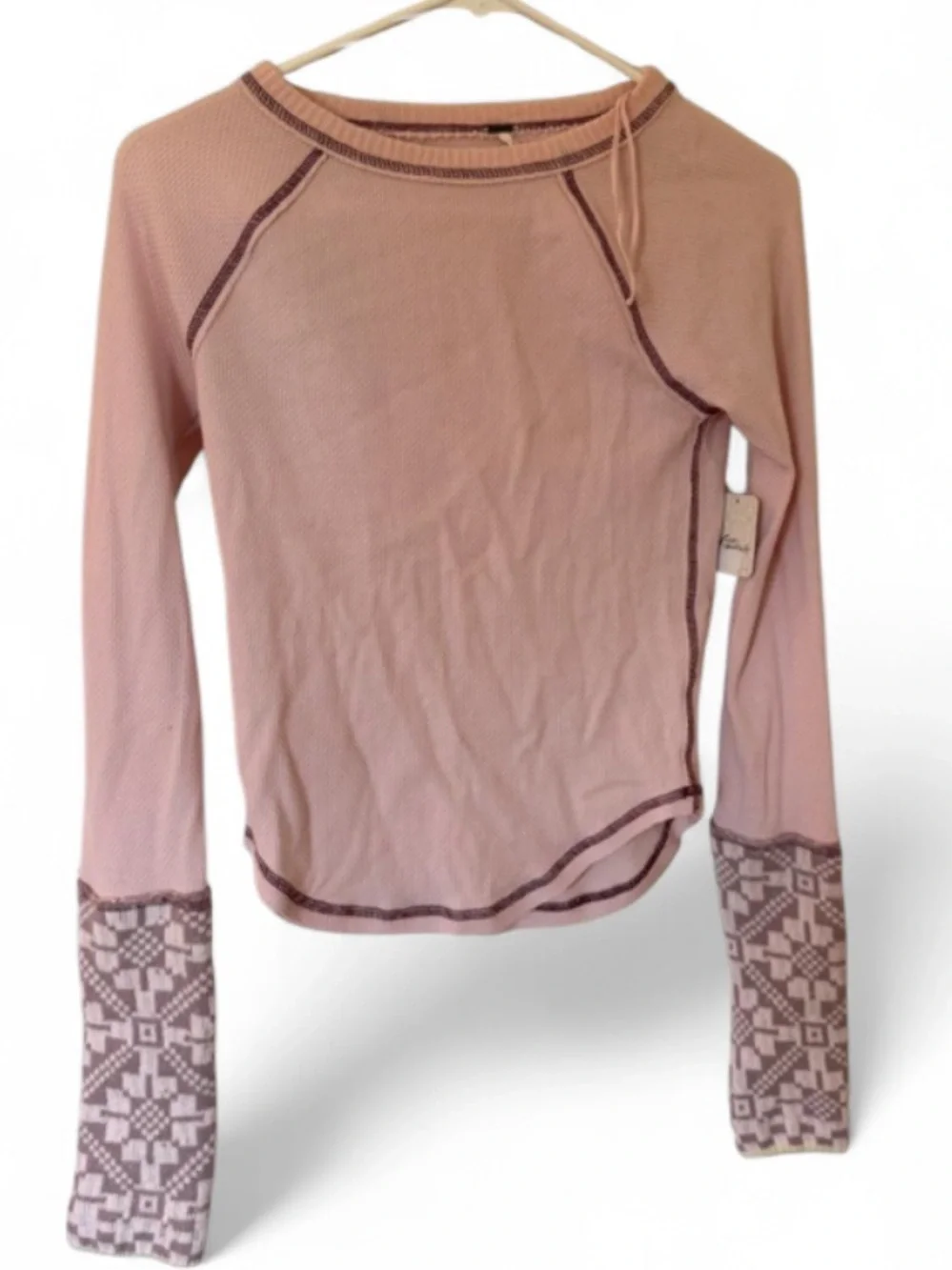 NWT Free People She’s Reversible Cuff Thermal Dreamt Kiss Waffle Top S